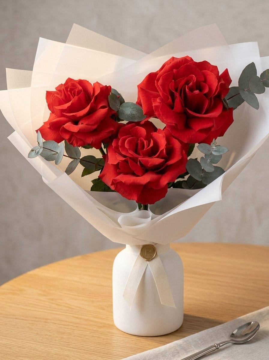 Моно-букет из красных французских роз